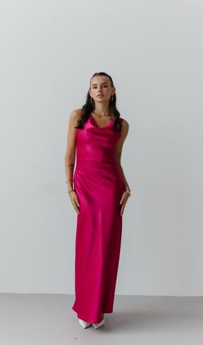 Cукня Hayley максі з атласу на широких бретелях